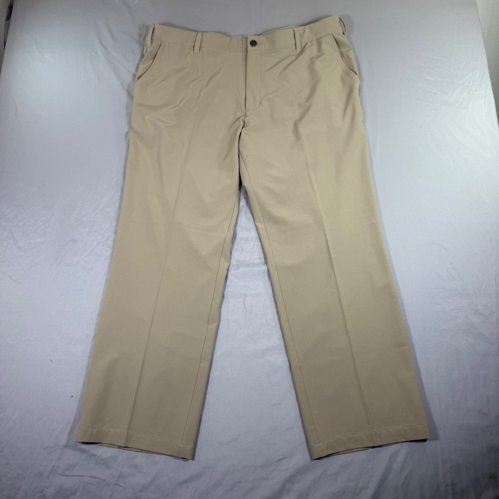 Adidas Golf Mens Khaki Performance Stretch Flat Front Pants 40x30 Golf Preppy